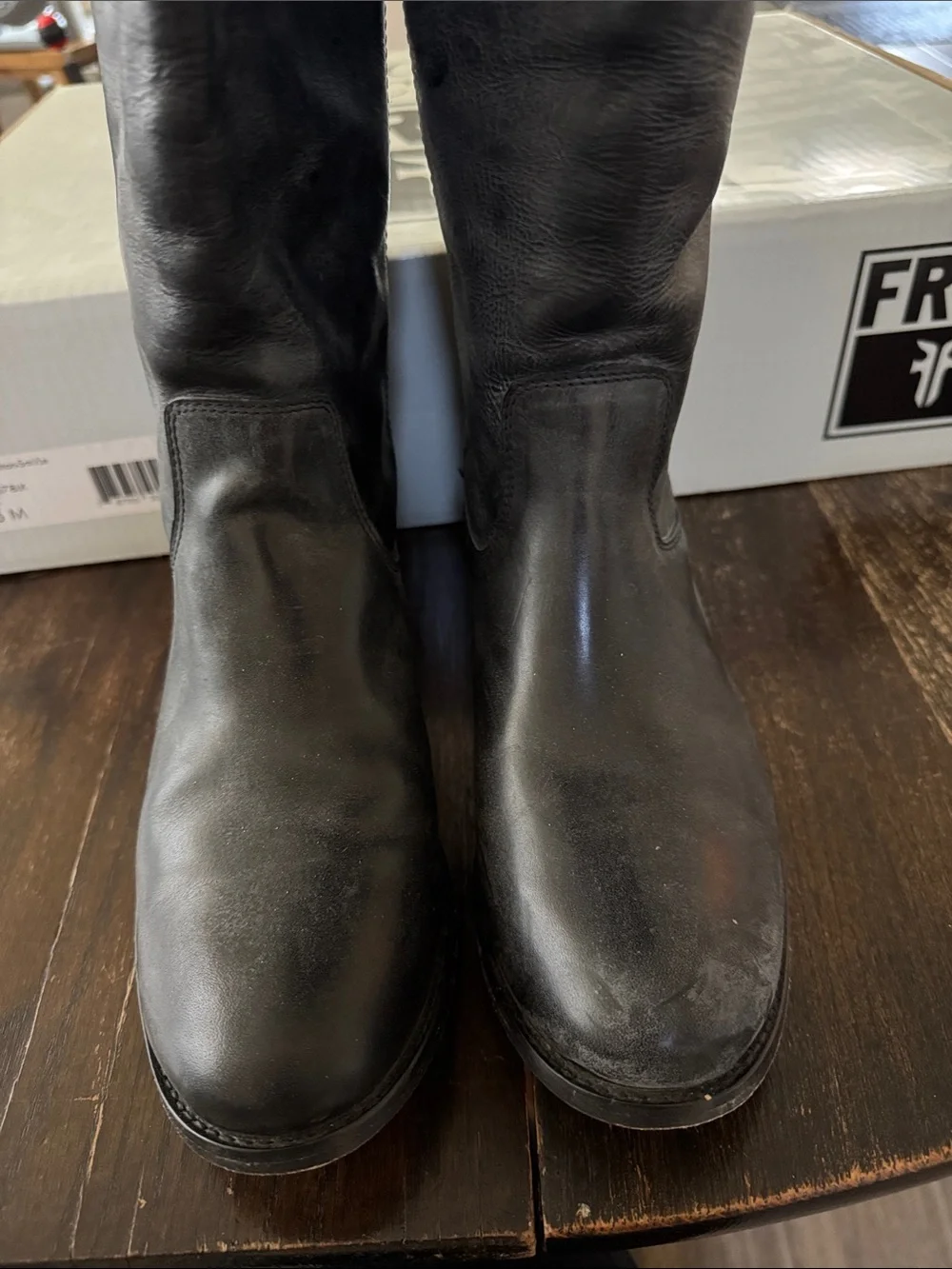 Frye Tall Black Leather Pull-On Riding Boots